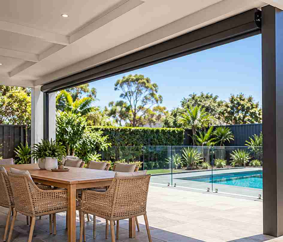Straight Drop Outdoor Blinds for Pergolas